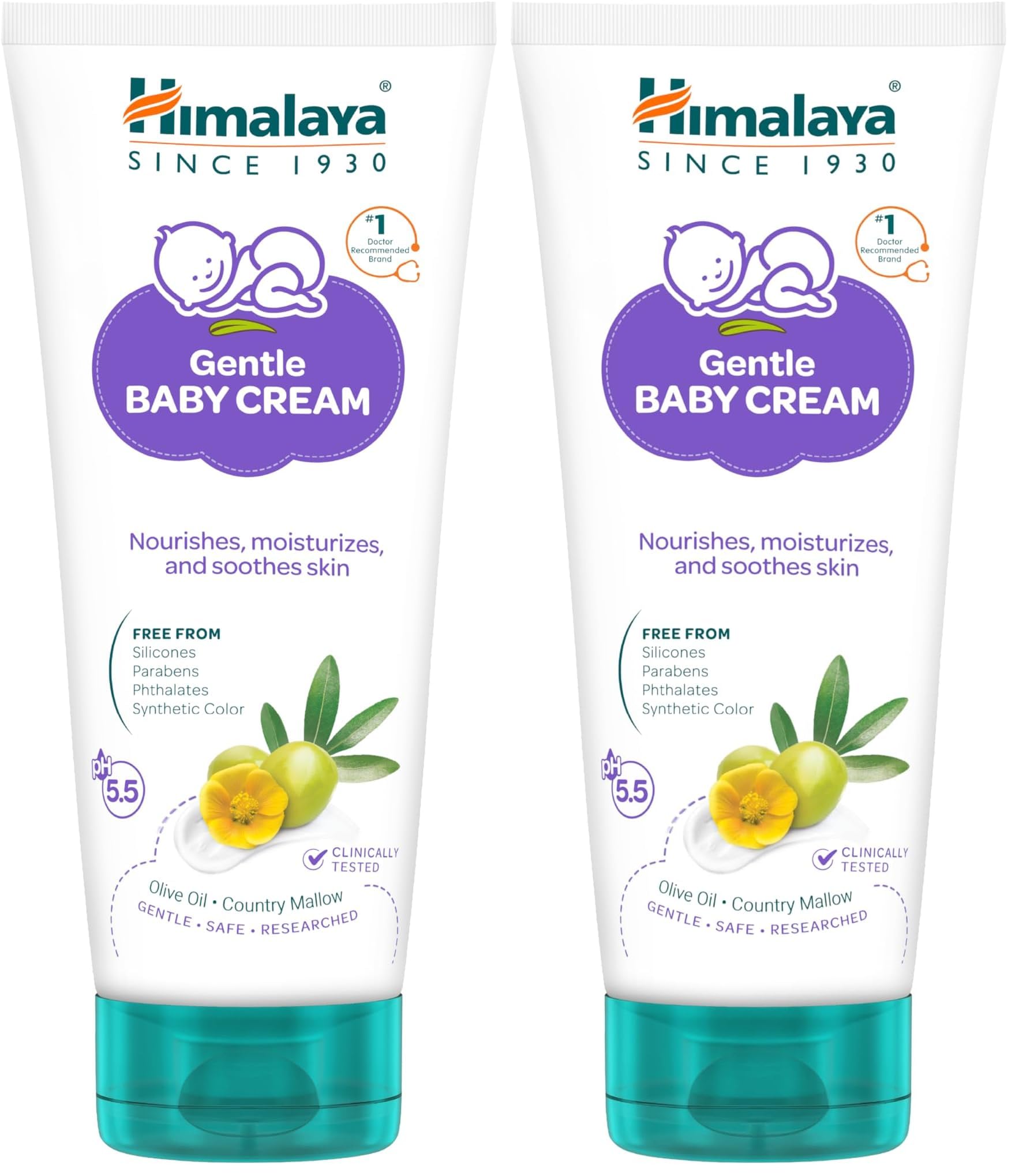 Himalaya Gentle Baby Cream 200ml | No.1 Doctor-Prescribed Brand | Nourishes & Extra Soft Skin | pH 5.5 Formulation | Safe for Newborns (Pack of 2)-image-25