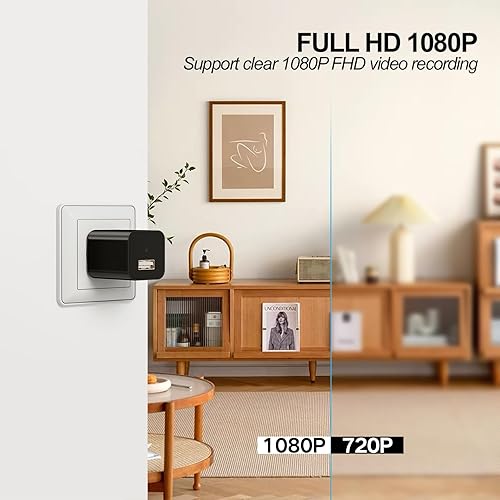 Miniatura 4 de Mini cámara de seguridad USB cargador HD 1080P con detección de movimiento para uso de niñera de mascotas, vista remota para seguridad del hogar