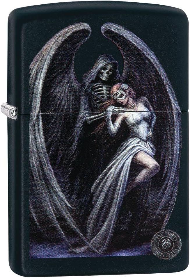 Zippo Lighter - Personalized Message Engraved on Backside for Fire Fighter Windproof Lighter (Angel Wings Death Women Z5054)