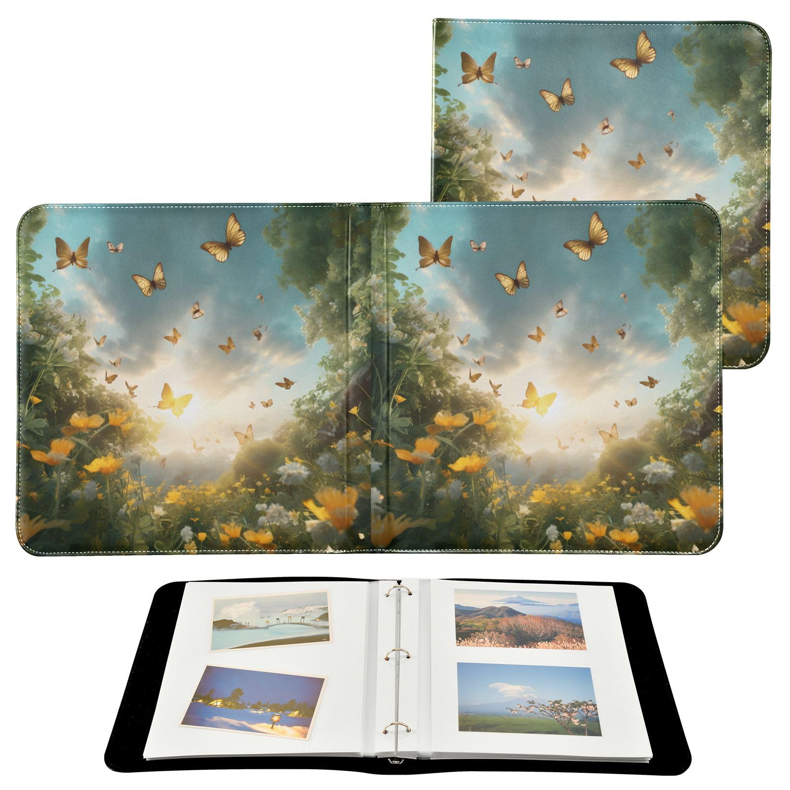 Album fotografico autoadesivo 3x5 4x6 5x7 6x7 6x8 8x10 8.5x10 8.5x11 21x10.6 Magnetic Scrapbook Lunghezza 30 x 30 pollici 20 pagine copertina in lino album fotografico fai da te farfalle - 685