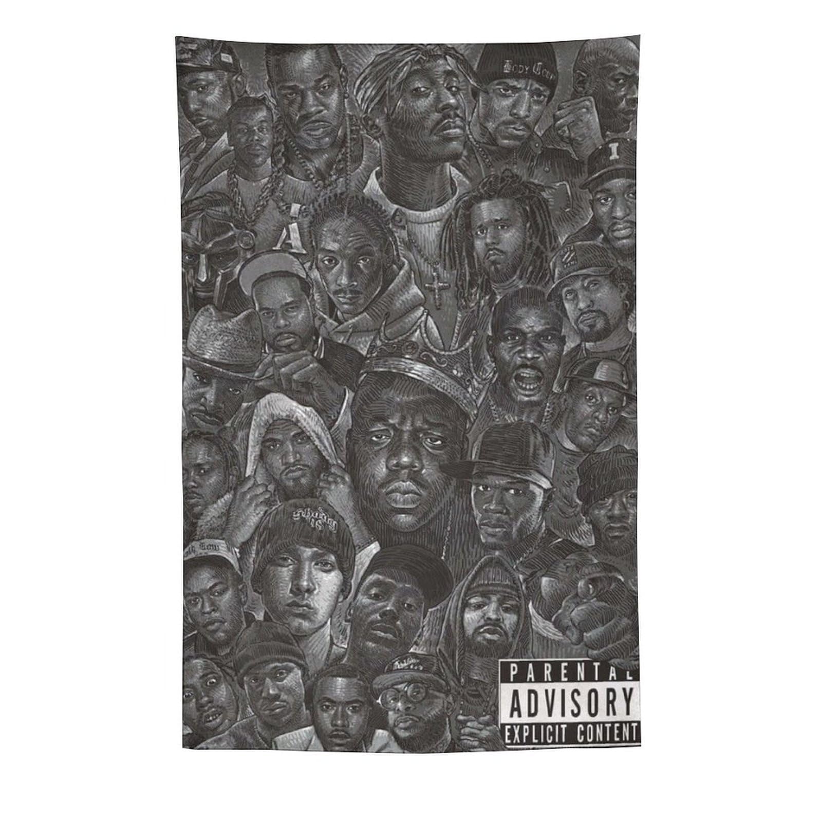 Poster con stampa artistica da parete, motivo: cantante rap, hip-hop, tutte le stelle, 152 x 228 cm