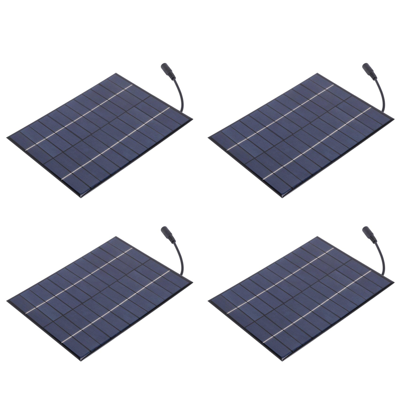 Jnchdghwa Black 4X 12V 5.2W Mini Solar Panel Polycrystalline Solar Cells Silicon Epoxy Solar Module System Battery Charger + Dc Output