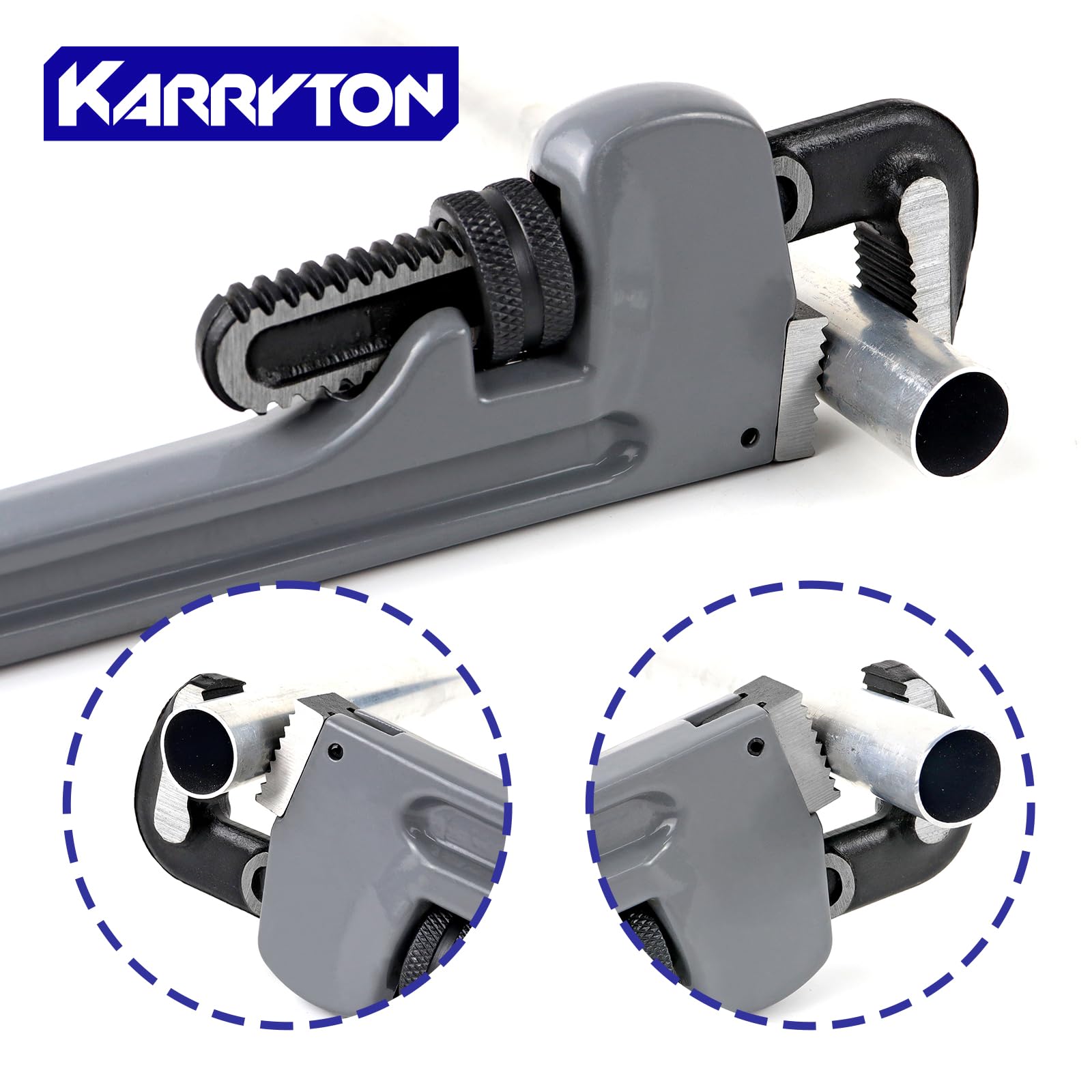 Llave de tubo de aluminio de 10 pulgadas, 1-5/8 pulgadas / 41 mm, apertura de mandíbula Cr-Mo ajustable de aluminio resistente, llaves de fontanería con mango recto, herramienta perfecta para
