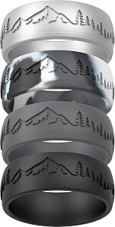 Silicone Wedding Rings for Men, Rubber Engagement Bands 9mm Wide 2mm Thick