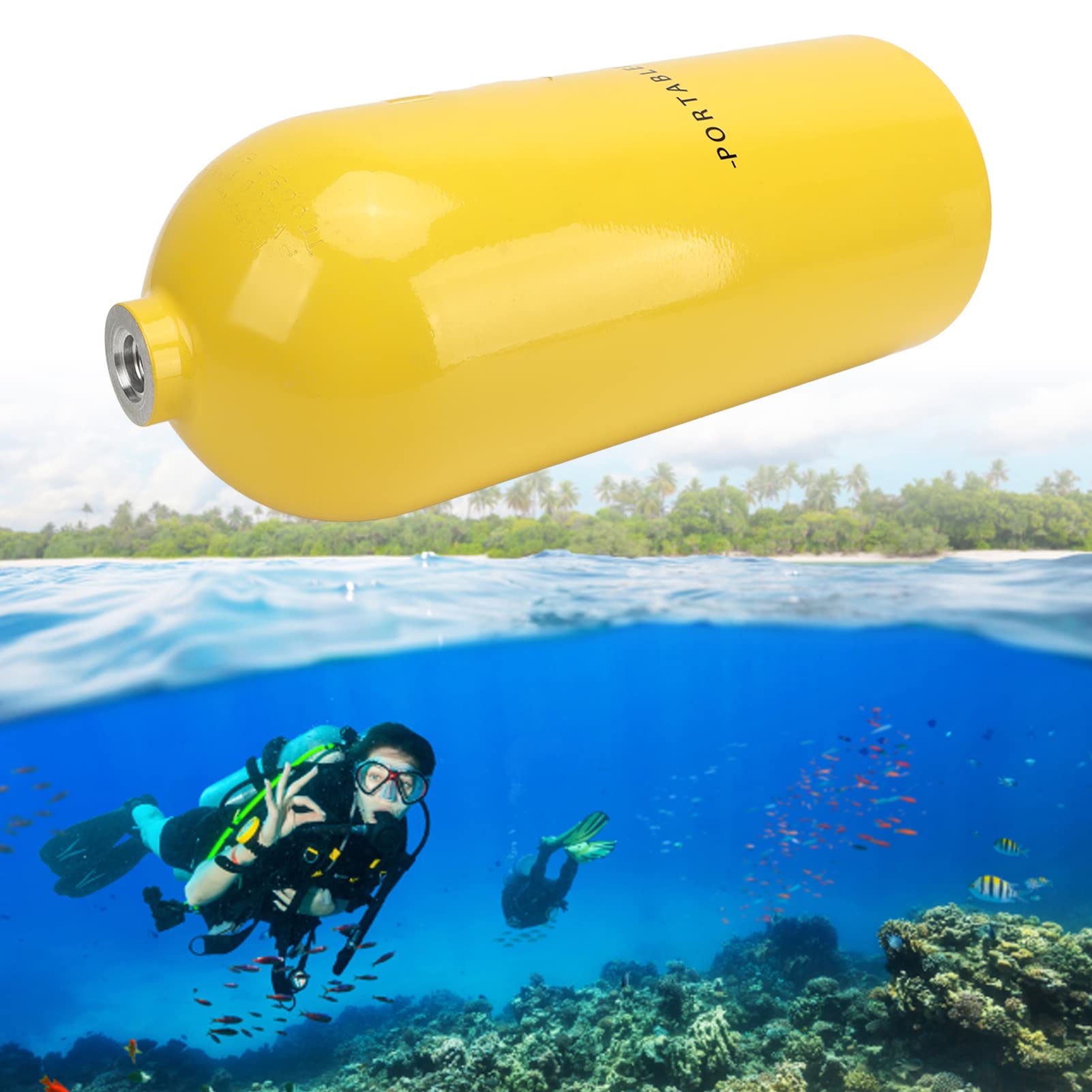 Underwater Device Cylinder, Three Layer Filtration Diving High Pressure Gas Storage for Sea (Yellow)