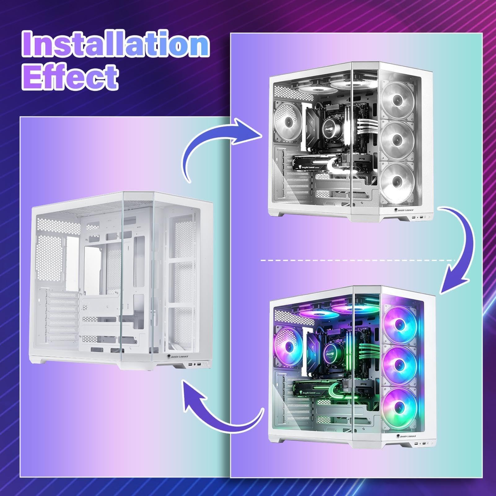 ATX PC Gehäuse, High Airflow Computer Gehäuse mit Glasfenster
