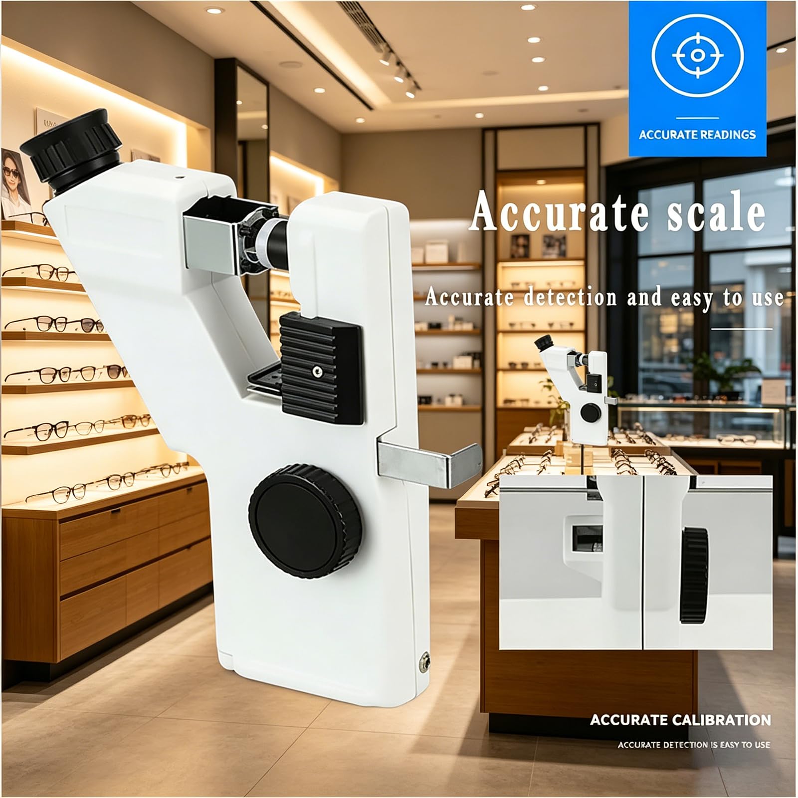 MObyat Apparecchio per optometria elettrica delle Lenti, frontifocometro Ottico per Lenti con Lettura Regolabile e Scala precisa, Test Lenti da 20 mm a 80 mm, Regolazione diottrica -5D~+5D