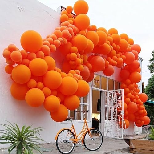 Miniatura 5 de Globos naranjas, 113 piezas de guirnalda de arco de globos naranja mate de diferentes tamaños, globos de fiesta de helio naranja brillante, globos