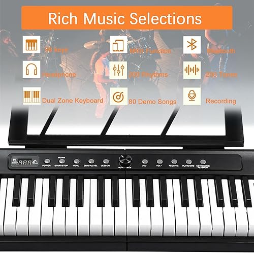 Miniatura 5 de Piano digital de 88 teclas de tamaño completo con teclado electrónico semipesado con soporte de música, fuente de alimentación, pedal de