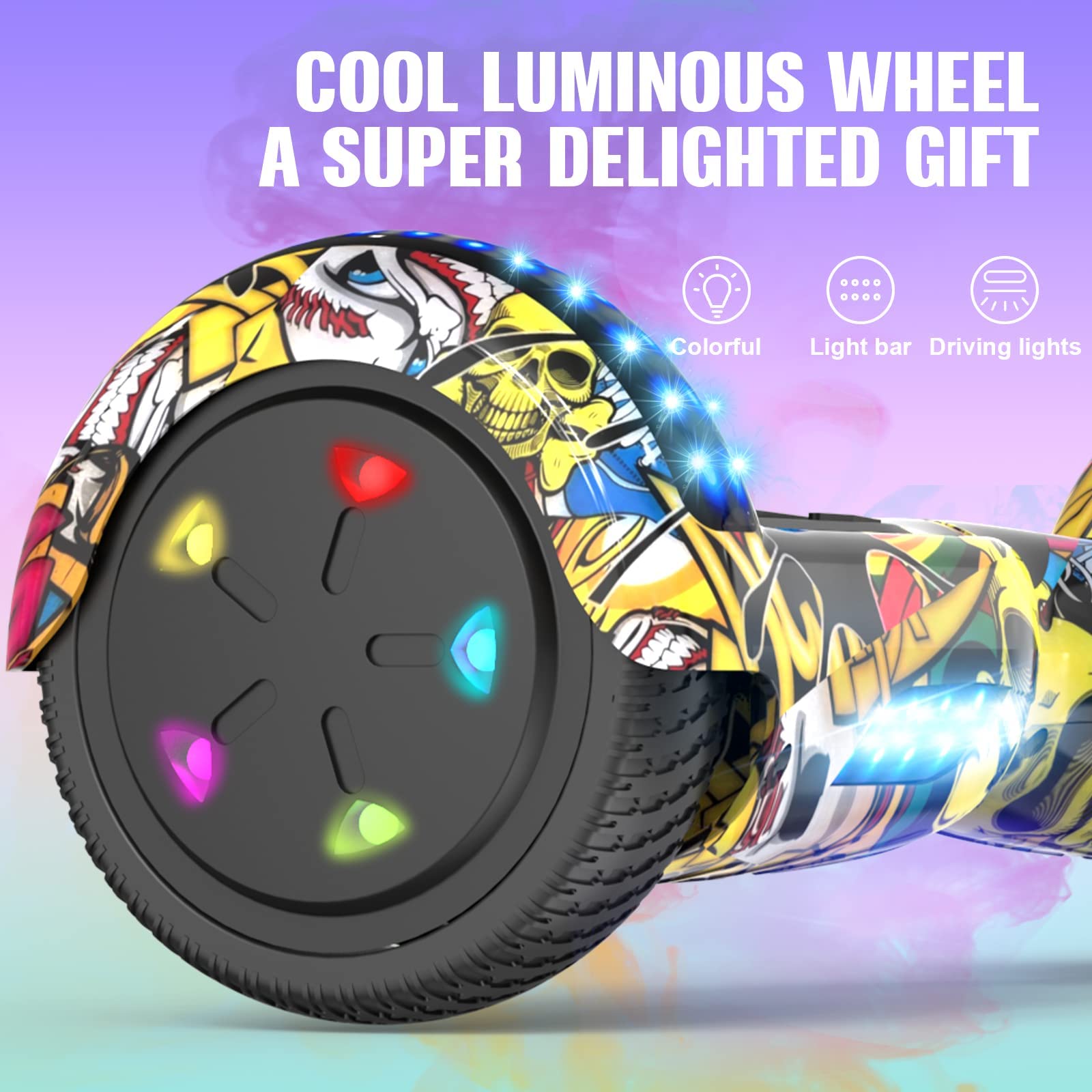 GeekMe Hoverboards Hoverboards für Kinder, 16,5 cm, mit Bluetooth-Lautsprecher, schöne LED-Lichter, Geschenk für Kinder und Jugendliche