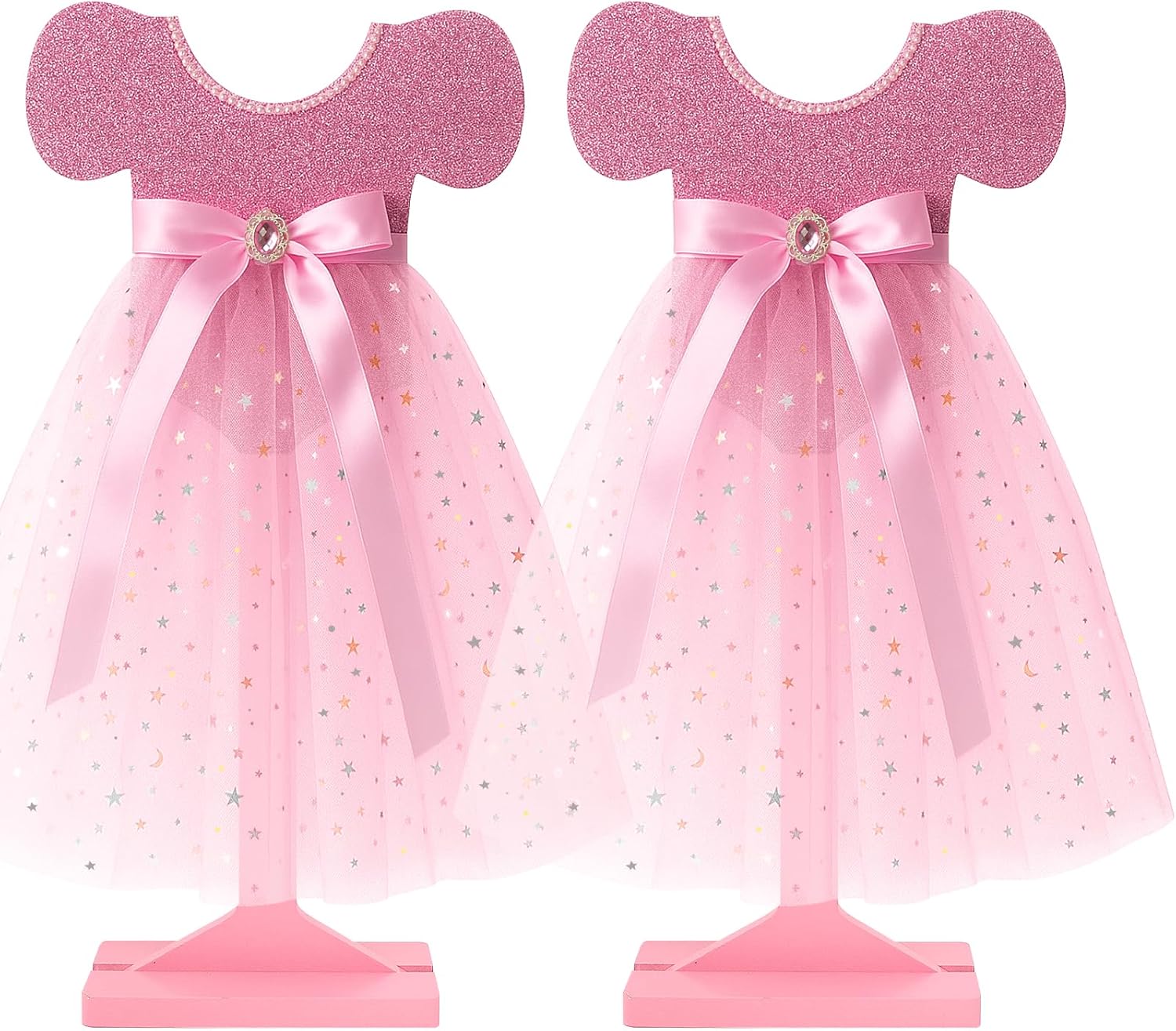 20" Pink Tutu Centerpiece for Baby Shower - 2 Pack Large Pink Luxury Tutu Sequin Double Sided Dress Centerpieces for Girls Baby Shower Birthday Party Table Decorations