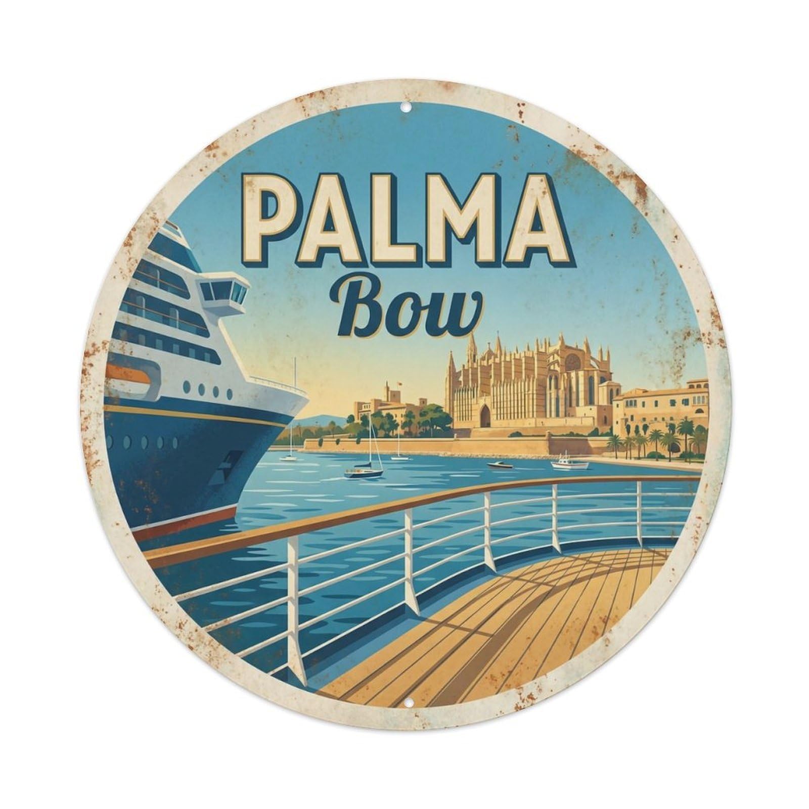 Vintage Travel Palma Spain Deck Metal Tin Sign
