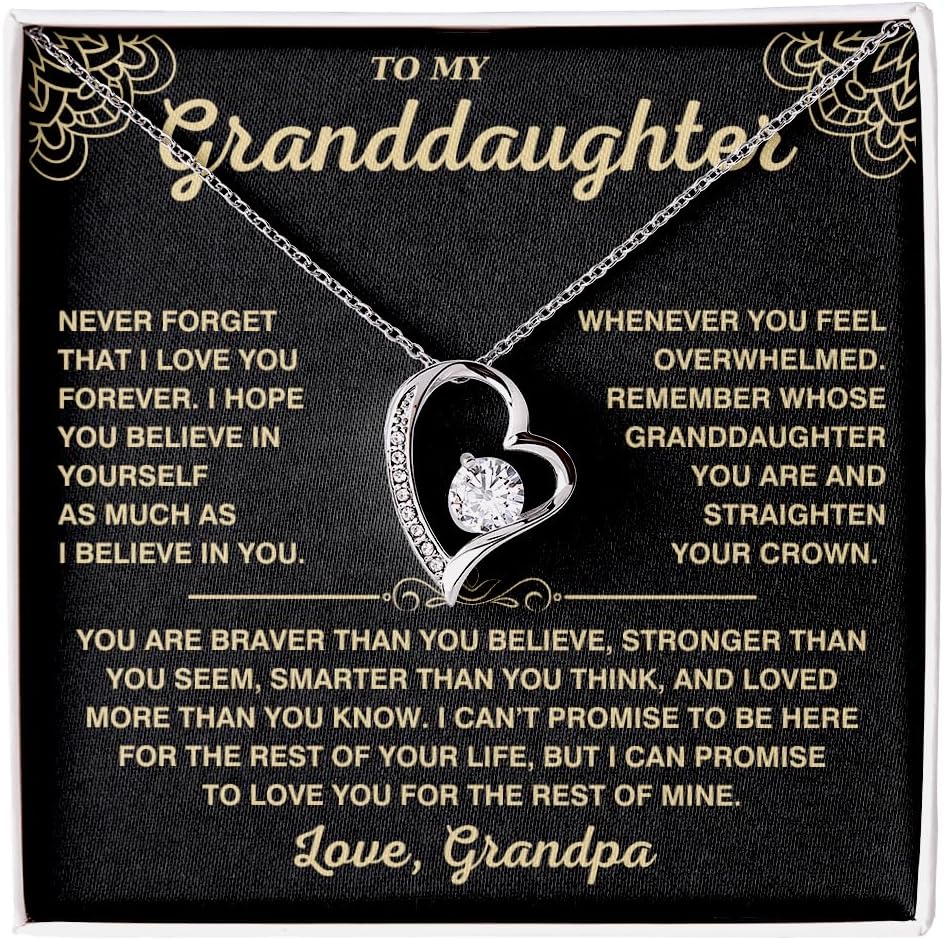 To My Granddaughter Necklace From Grandma Grandpa, Personalized Granddaughter Necklaces From Grandmother Grandfather, Jewelry Nana Papa Gifts for Graduation Birthday Christmas