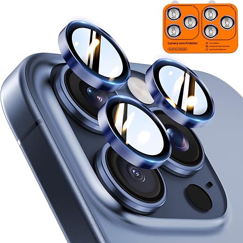 Miniatura 27 de TOCOL Protector de lente de cámara para iPhone 15 Pro Max/Protector de lente de cámara para iPhone 15 Pro de vidrio templado HD individual,