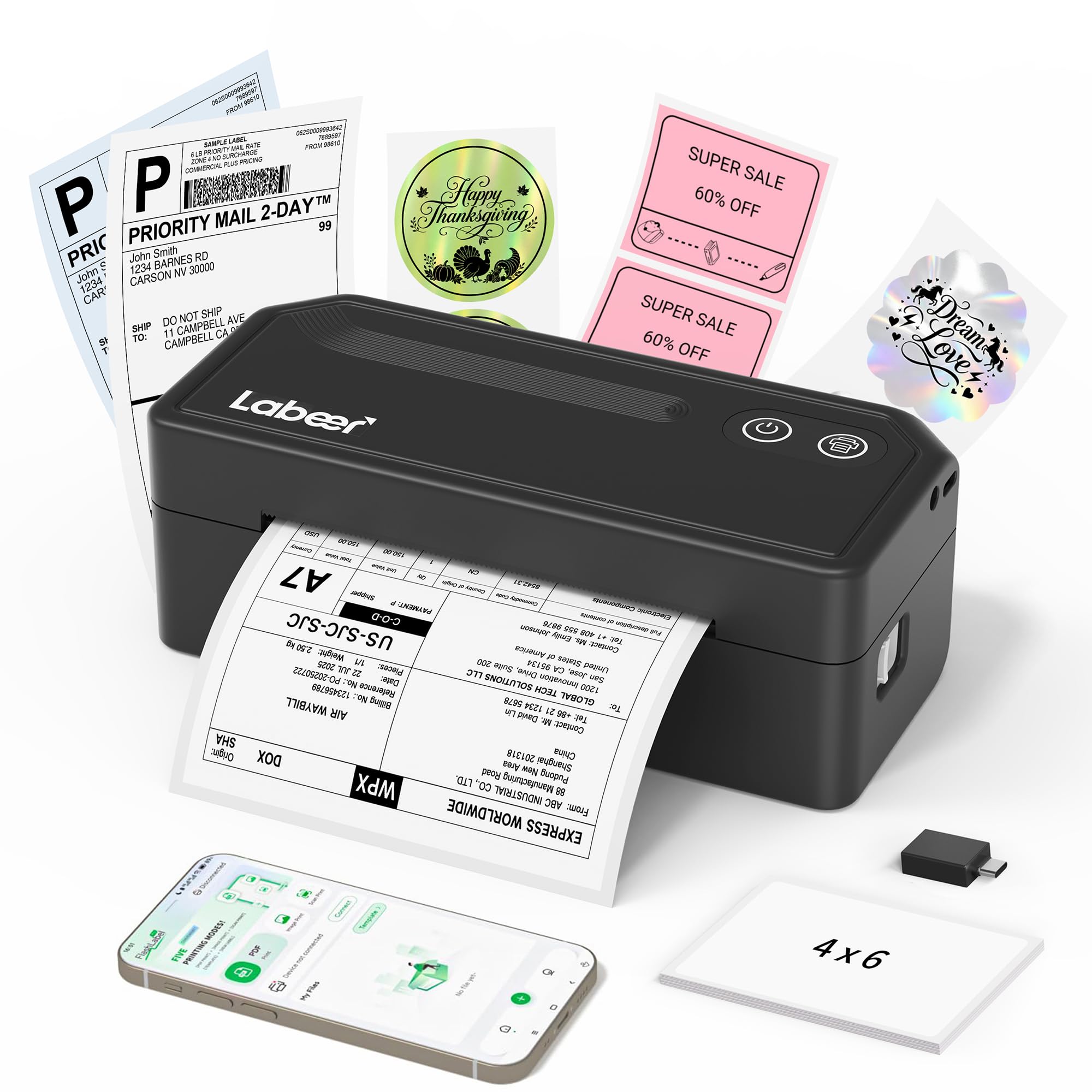 Labeer Bluetooth Thermal Label Printer, 4x6 Wireless Label Printer for Shipping Packages, Small Business Office or Home, Compatible with Windows/Mac/Android/iOS/Amazon/Ebay/Shopify/Etsy/USPS-picture-27