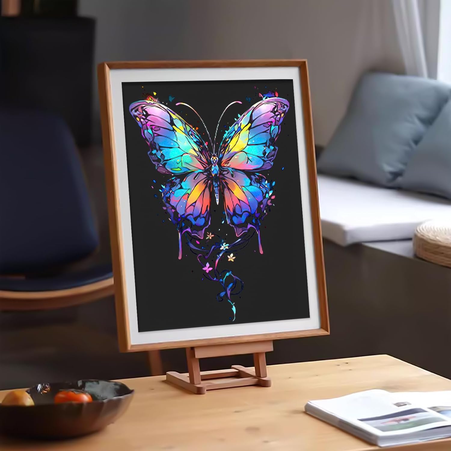 M MUGIT 8 Sheet Scratch Art Noctilucent Rainbow Painting Paper with Pen/Cleaning Brush, Glow in The Dark Engraving Scratchboard(A4) for Teen & Adult, ASMR Sketch Card Relaxing (Butterfly/Dolphin)