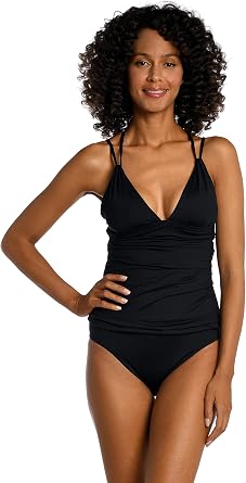 La Blanca Womens Island Goddess Cross Back Tankini Swimsuit Top