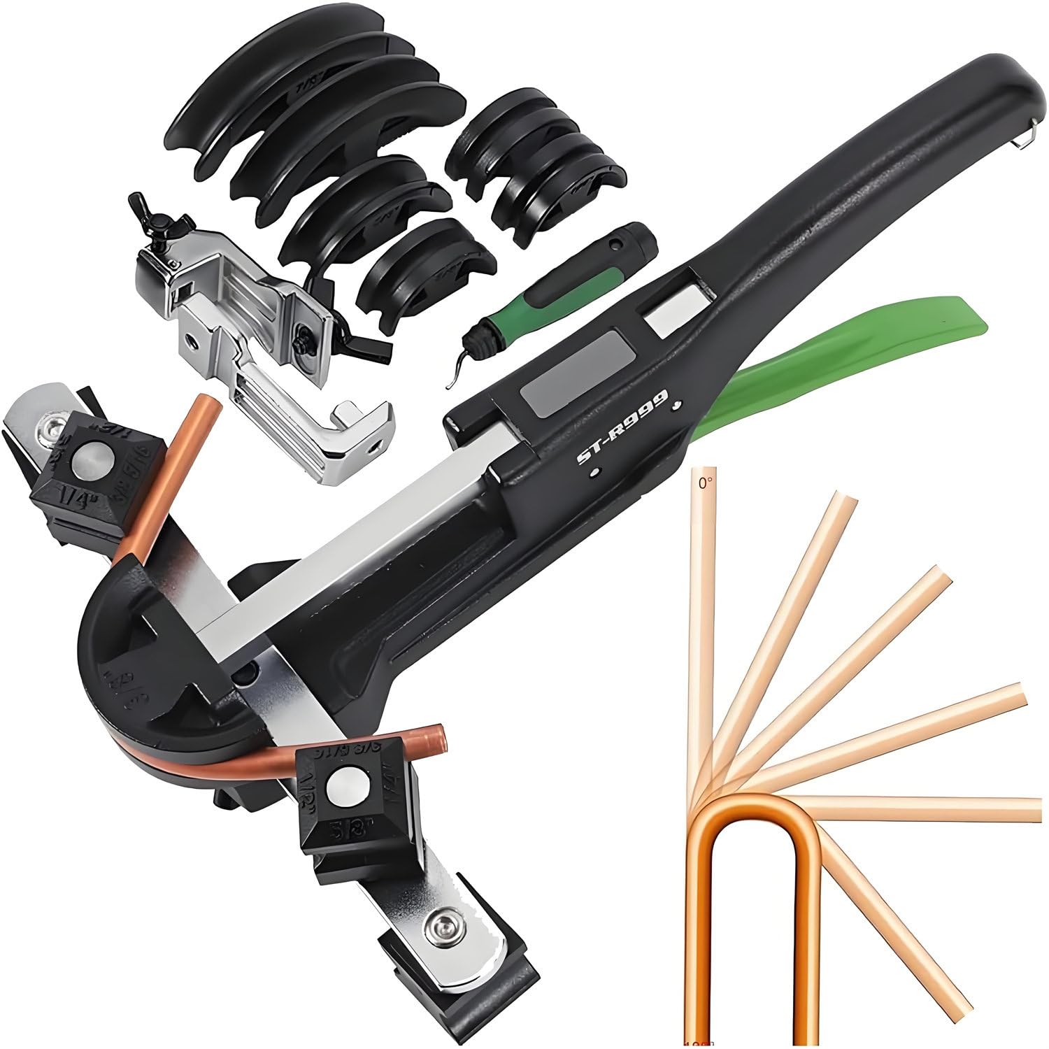 YXYLJOZ Copper Pipe Bender Tool Kit, 90° HVAC Bender Set with 7 Dies for Refrigerators and Air Conditioners, 1/4"-7/8" Manual Copper Pipe Bender
