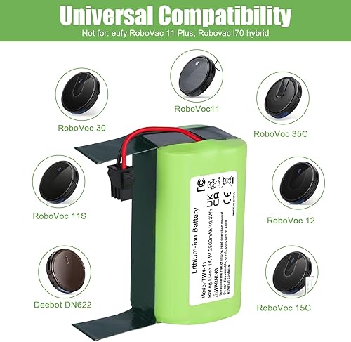 Miniatura 6 de Batería de iones de litio de 14.4V 11S de repuesto para Eufy RoboVac 11, 11S, 30, 30C, 15C, 15T, 12, 35C, 15C MAX, G10 Hybrid, para Ecovacs Deebot