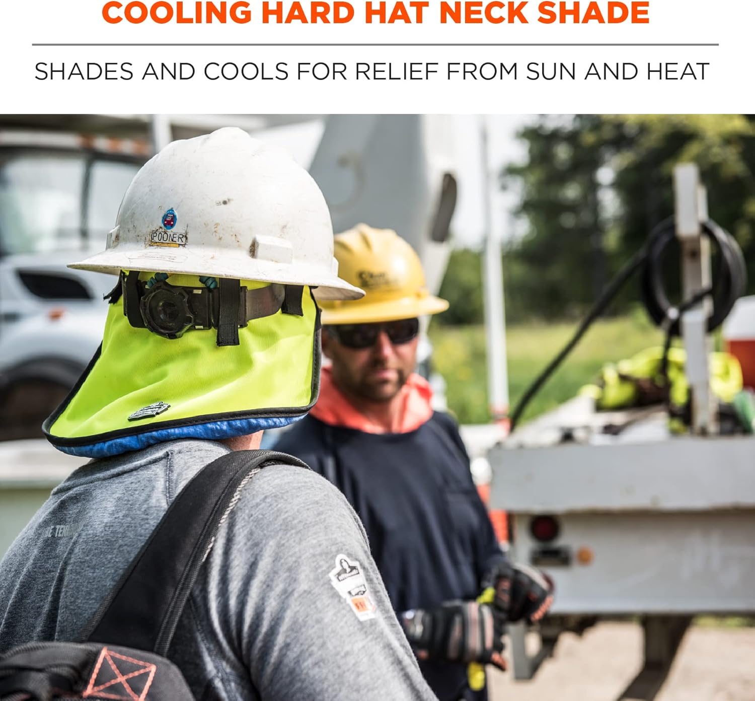 Ergodyne Chill-Its 6670CT Evaporative Cooling Hard Hat Neck Shade,Lime