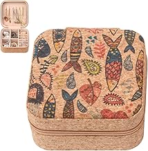 1 Pcs Premium Wooden & Cork Jewellery Organizer Box – Vintage Fantasy Design Home Storage & Compact Travel Case for Women