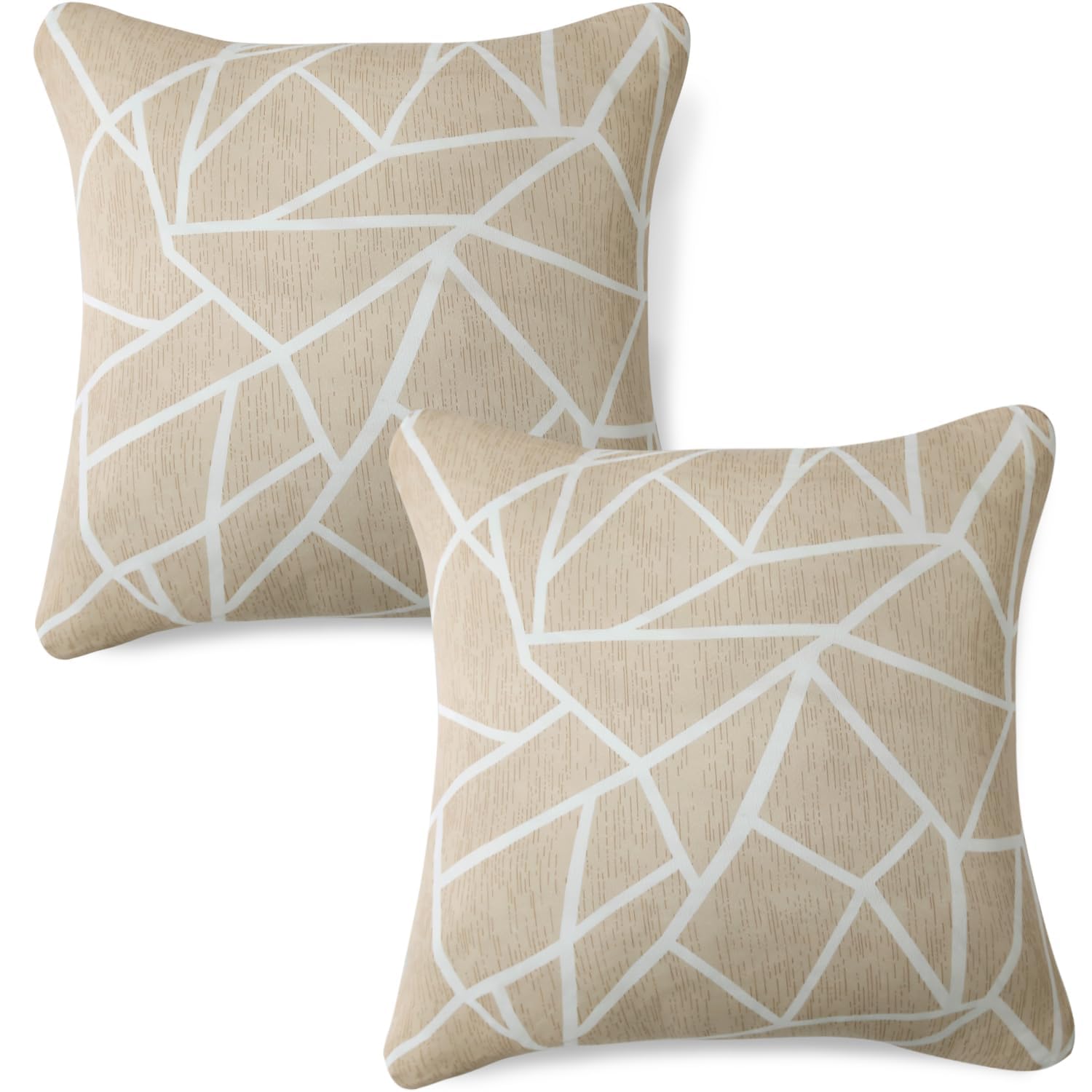 HOKIPO 'Elira Series' Stretchable Cushion Cover for Sofa 16x16, Pack of 2, Beige Abstract Geometry (NEW-AR-4993-C3*2)-image-20