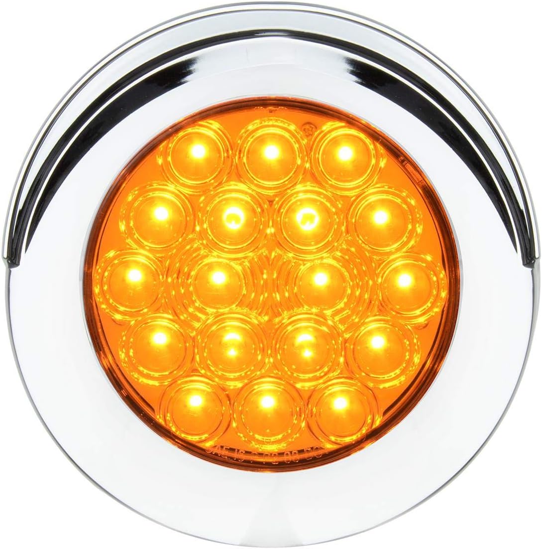 GG Grand General 75756 4 Inches Fleet Amber/Clear 18 LED Flange Mount with Black Bezel 3 Wires