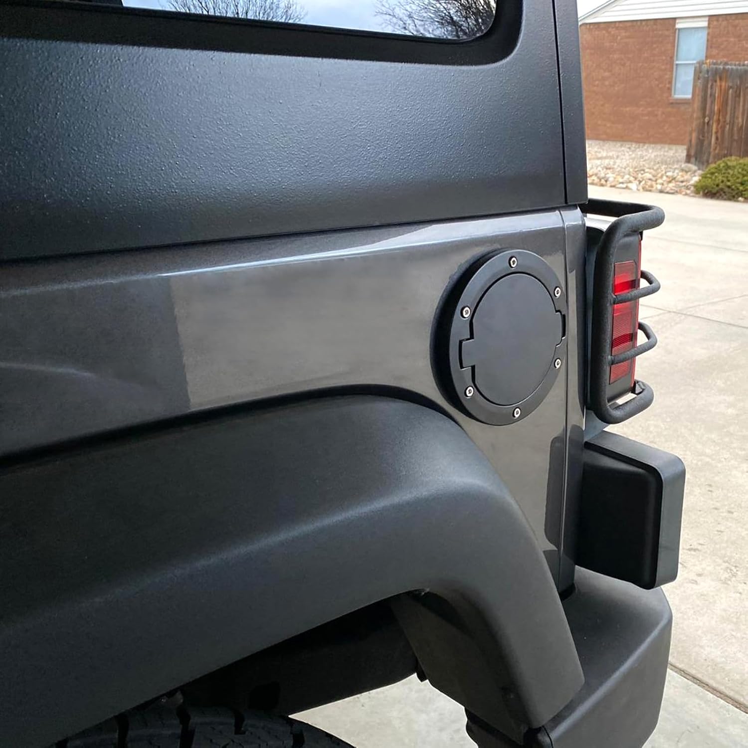 Black Gas Cap Cover + Door Handle Inserts with Push Button Covers for 2007-2017 Jeep Wrangler JK 2-Door