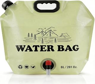 Collapsible Water Jug 2.1 Gallon/8L Portable Camping Water Container with Spout & Handle, Leakproof Foldable Water Bag for Camping, Outdoor Hiking, Travel and Emergency Storage