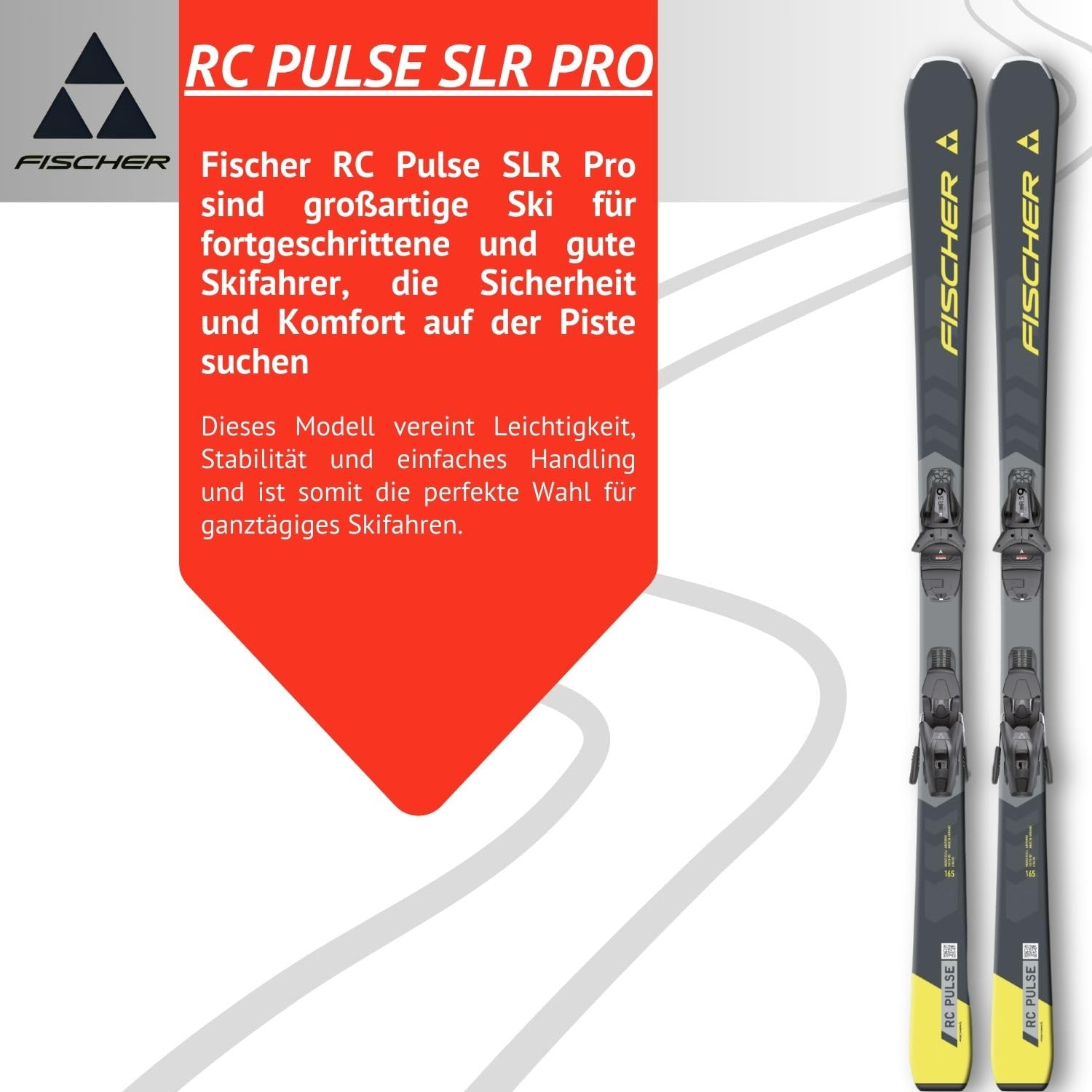 Ski Alpinski Carvingski - Fischer RC Pulse SLR PRO - On-Piste Rocker - inkl. Bindung RS9 SLR Z2,5-9 - für präparierte Piste - geeignet für fortgeschrittene und Gute Fahrer