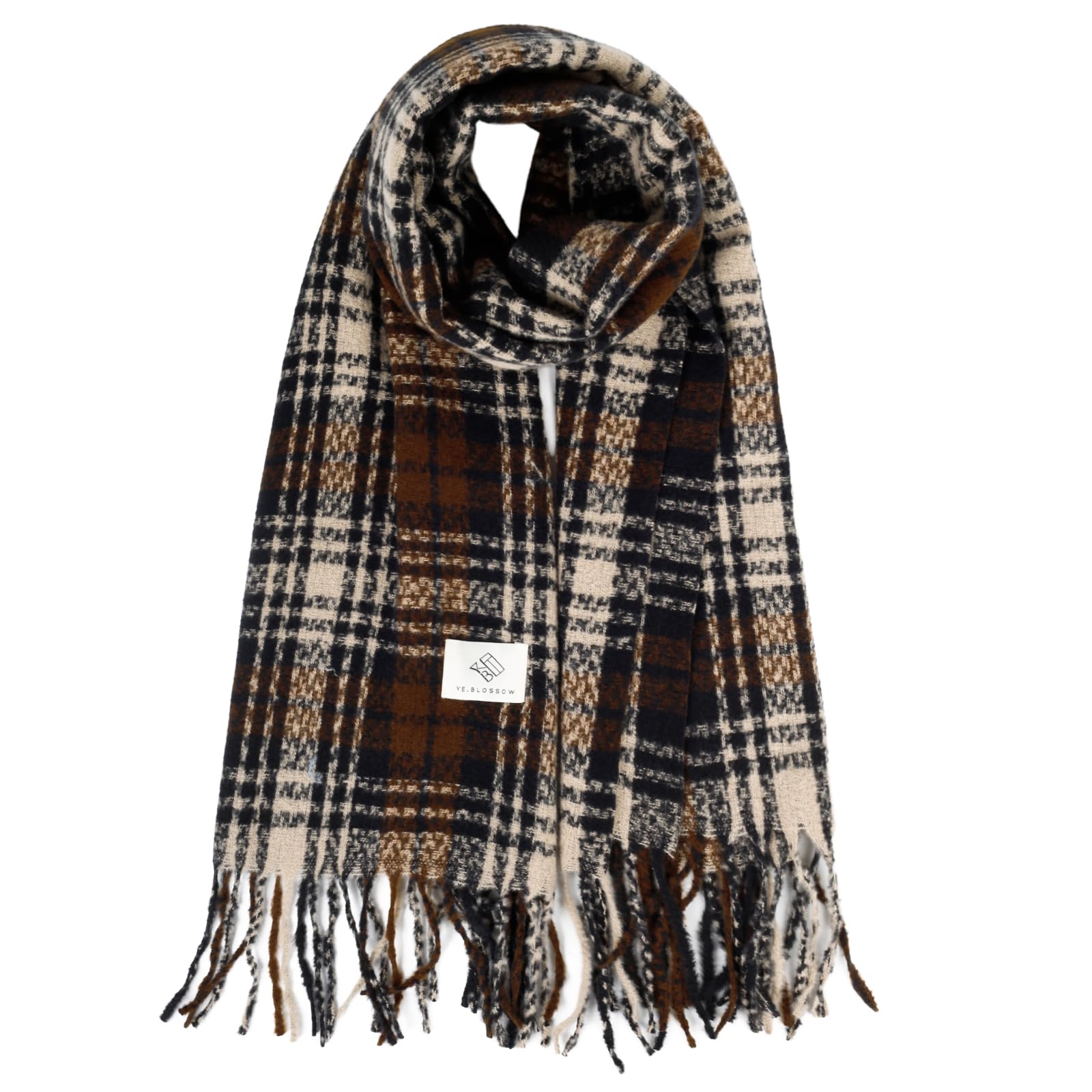 Women's Winter Scarf Large Warm Shawl Classic Tassel Plaid Oversized Scarves Thick Wraps
