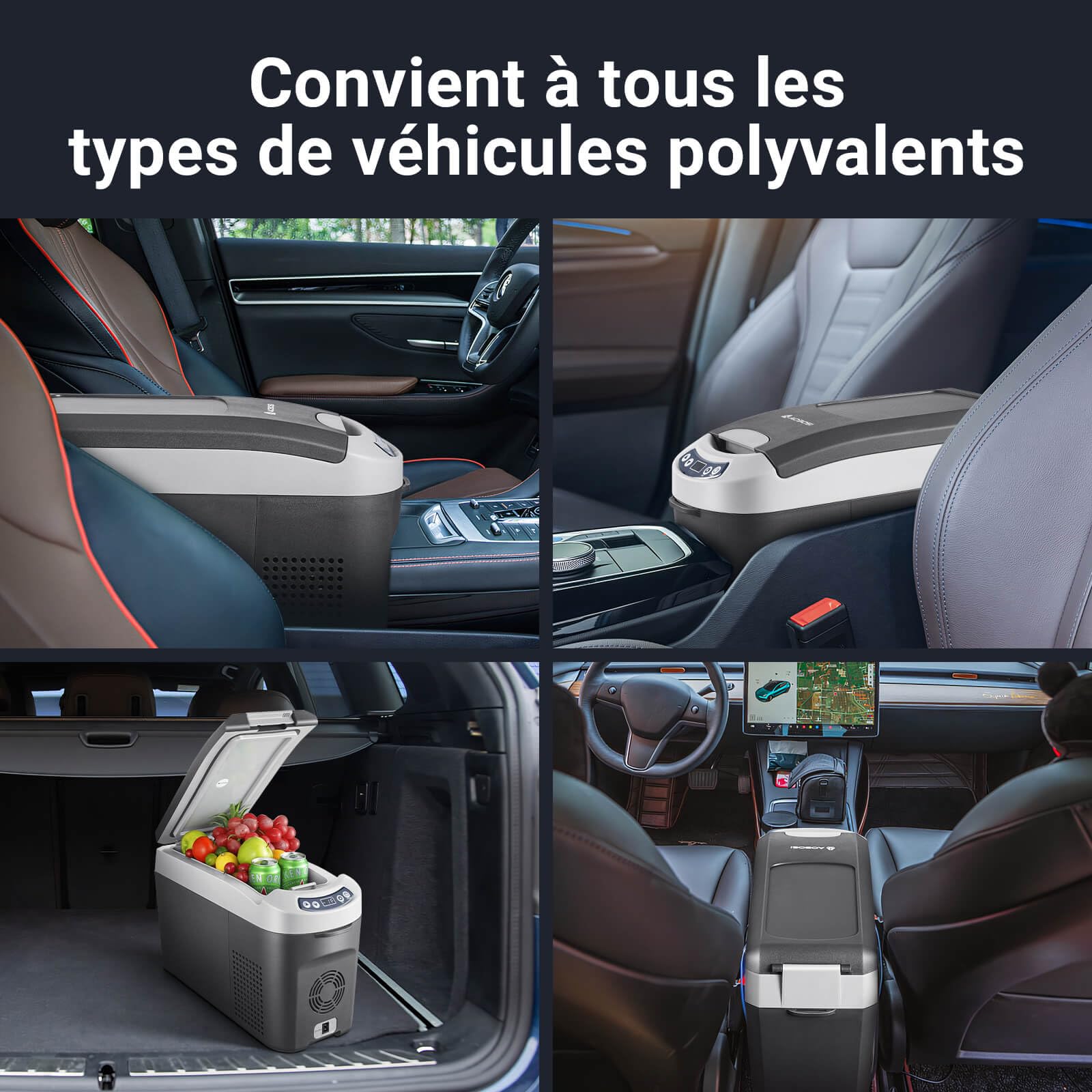AAOBOSI Glaciere électrique 15L, 12/24V Réfrigérateur de Voiture à Compresseur, -20℃ à 20℃ Glacière à Compression, Frigo pour Voiture, Camion, Camping, Voyage