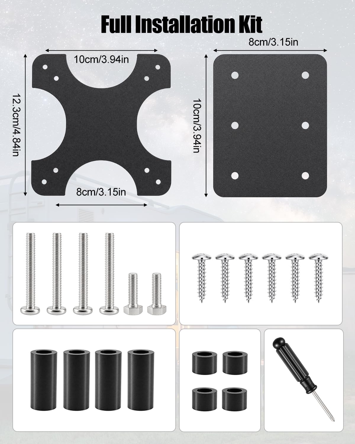 Supporto TV in metallo per camper, compatibile con staffa TV VESA 80 x 80 e