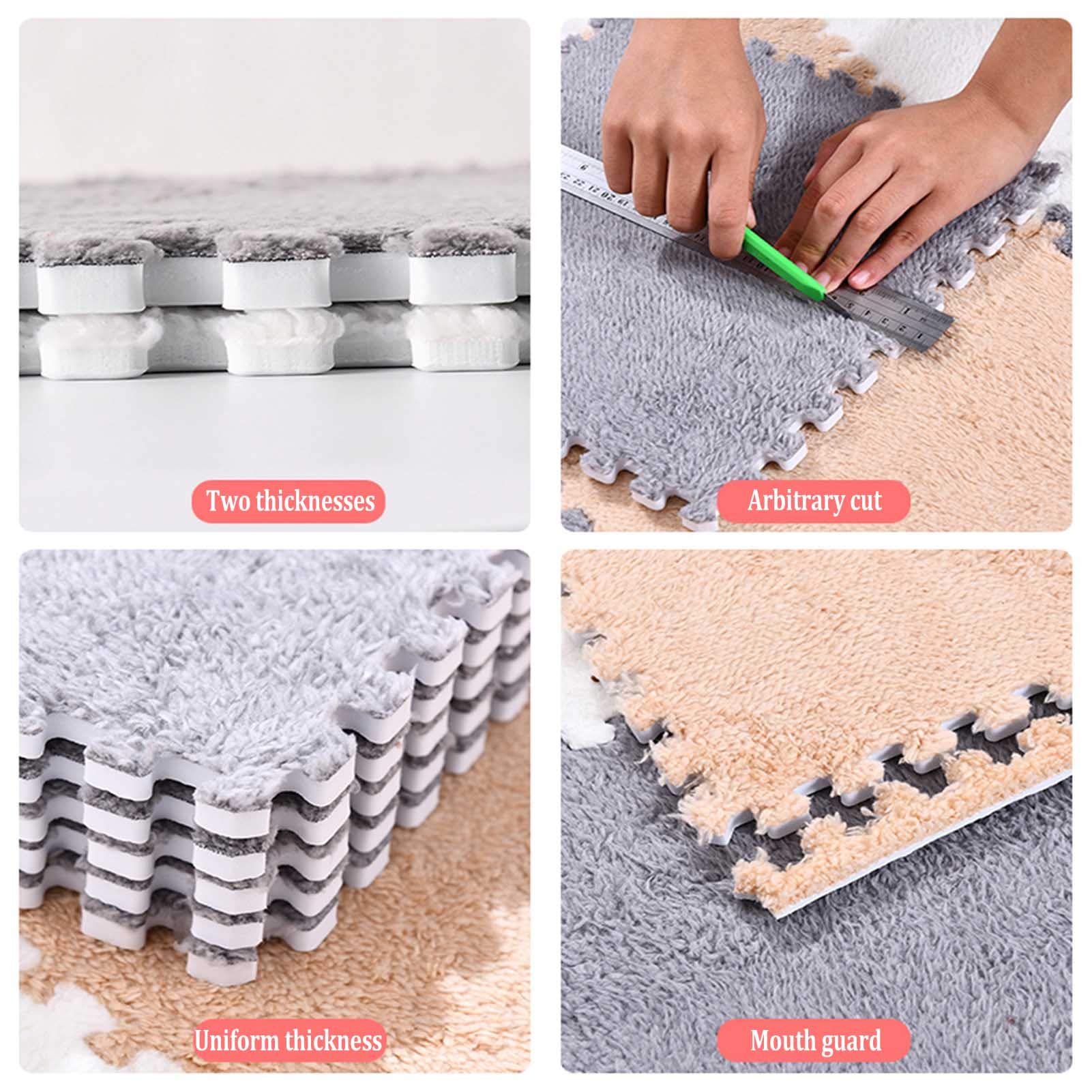 10Pcs Tappetini Puzzle in Schiuma Peluche, Tappetino Puzzle in Schiuma Eva per Bambini Adatto per Area Giochi per Bambini Soggiorno Camera da Letto Palestra,Gray+Purple