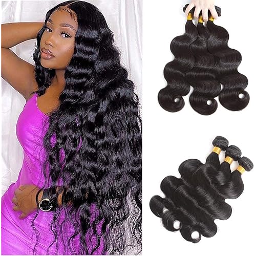 10A Body Wave Bundles Human Hair 3 Bundles Unprocessed 100% Brazilian Virgin Hair Weave Bundles Human Hair Bundles Remy Human Hair Extensions