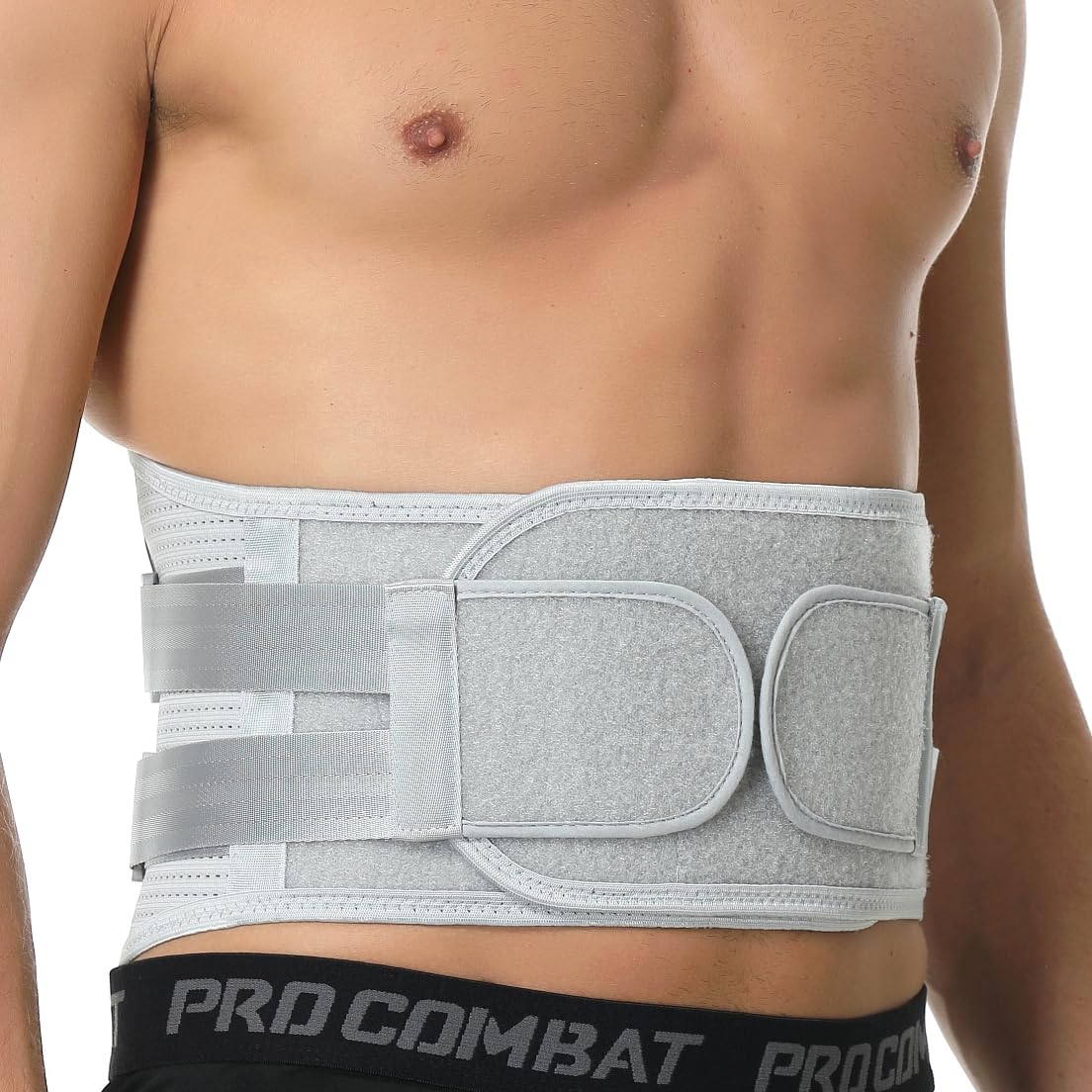 NeoTech Care Back Belt Support for Men or Women - Breathable & Adjustable Lower Back Brace - Double Pull Compression Straps (Gray, Size XXL)