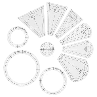 10 Pcs Quilting Template Ruler,Dresden Plate Template Quilting Ruler,Different SizesTriangle and Circle Acrylic Sewing Rulers for Dressmaking or Arts & Crafts