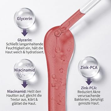 2 Stück Niacinamid 20% + Zink 2% Serum Klärende Gesichtspflege zur Unterstützung bei Hautunreinheiten