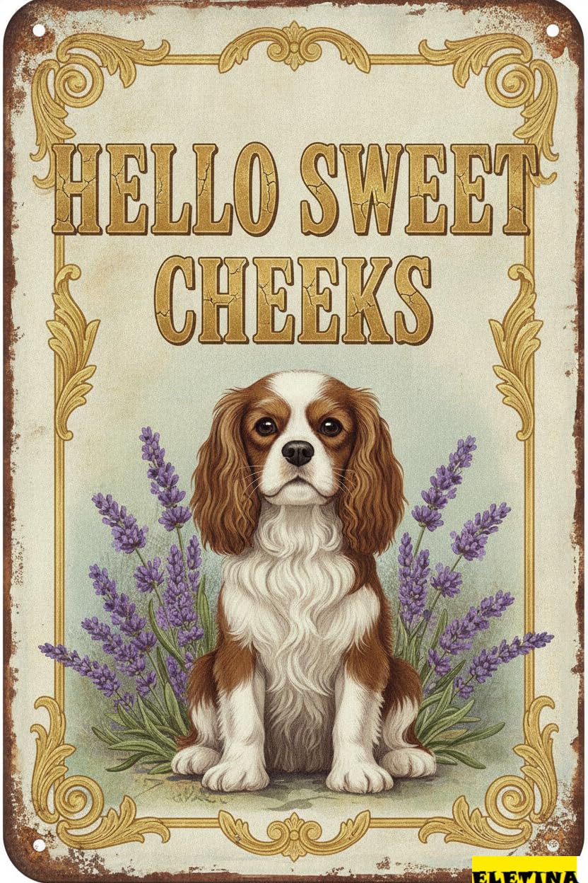 Personalized Sign for Man Cave Shih Tzu Tin 8x12in Vintage Dog Metal Hello Sweet Cheeks Funny Tin Retro Metal Home Farm Toilet Restroom Washroom Wall Decor Gift(2808b) Private Property Decorative