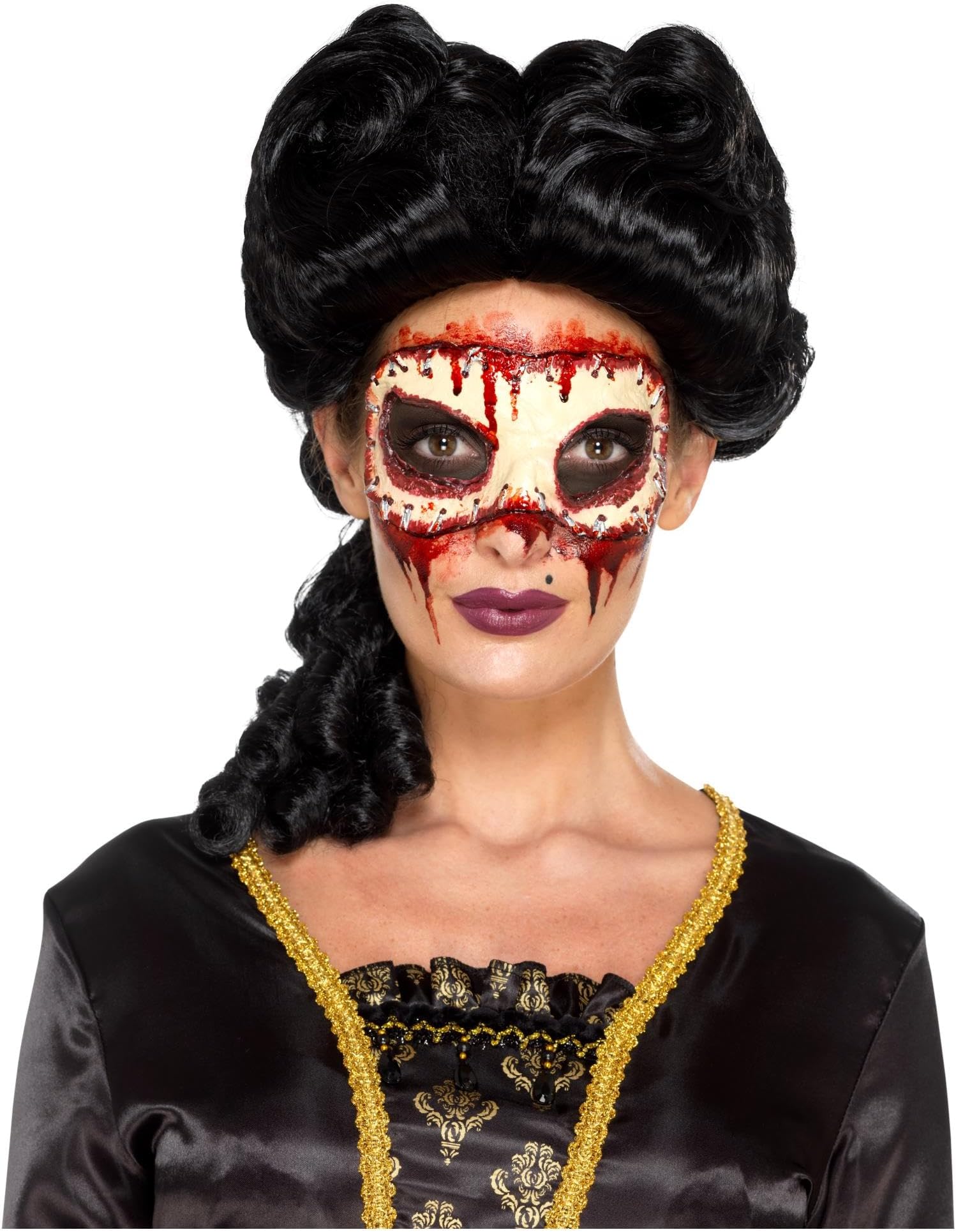 Smiffys Make-Up Fx Masquerade Face Off Prosthetic With Adhesive, Multi-Colour, One Size, 43651