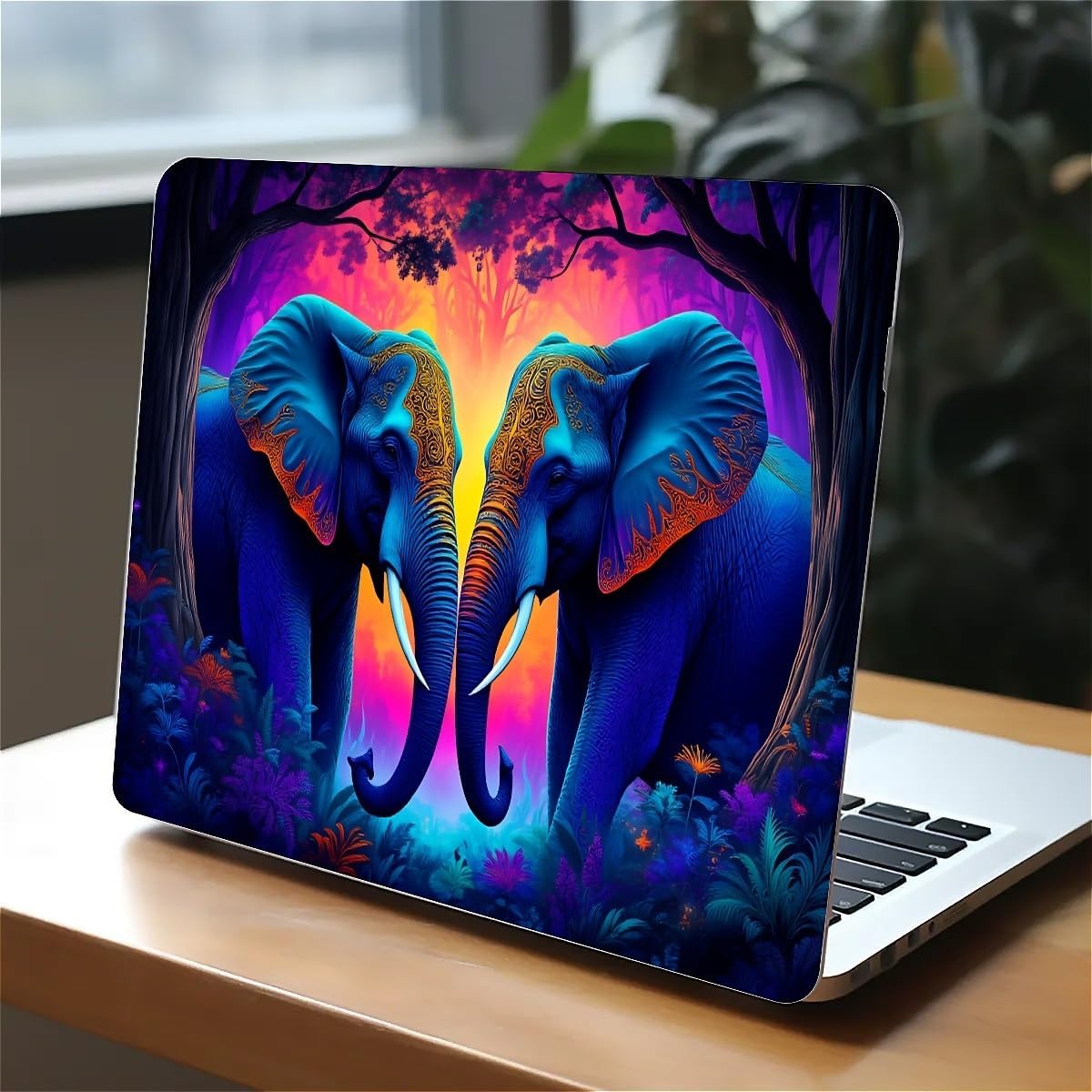 Compatible with MacBook Air 15 Inch Case 2023 M2 2025 M4 Chip Model A2941 A3241, Plastic Hard Shell Case for Mac Air 15 with Touch ID (2023) - Forest Elephant image 3