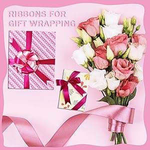 PURREITTI 150 Yards Pink Satin Ribbon 1 Inch 6 Rolls Assortment Ribbons for Crafts Gift Wrapping Flower Bouquet Wedding Invitations Birthday Party Festival Decoration Hair Bows