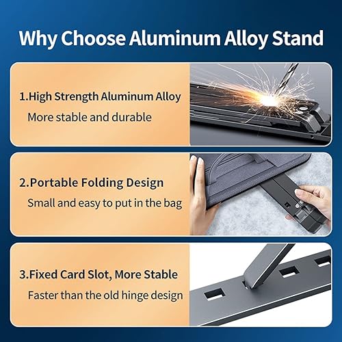 Miniatura 4 de Zhjlut Portable Laptop Stand Aluminum Laptop Table Base Foldable Support Notebook Stand Computer Tablet Holder (Color  Grey)
