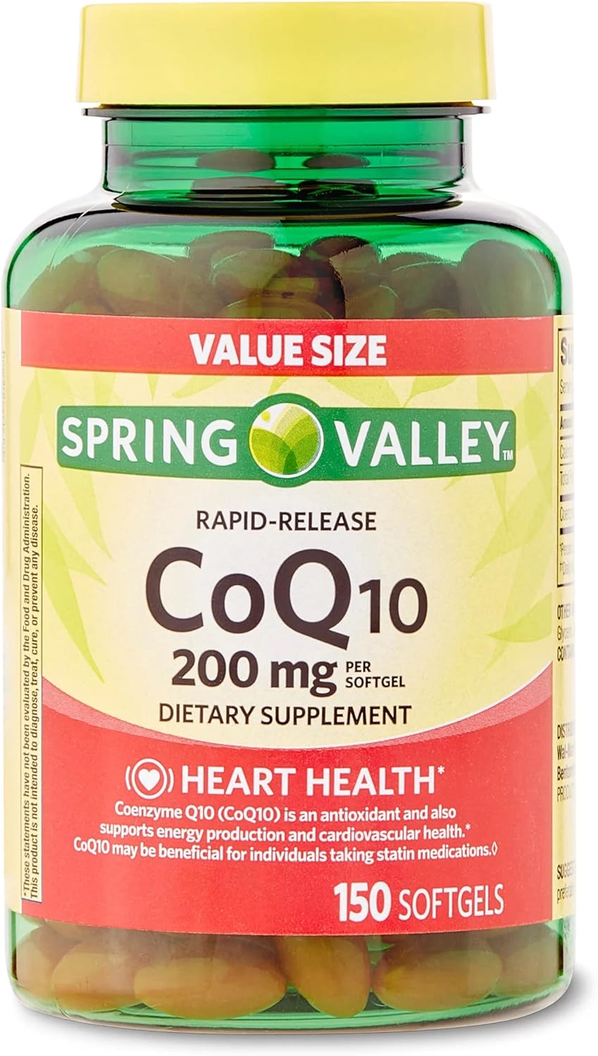 Convergence Spring Valley CoQ10 Rapid Release Softgels, 200mg, 150 CountEach softgel Provides 200mg of Heart-Healthy CoQ10