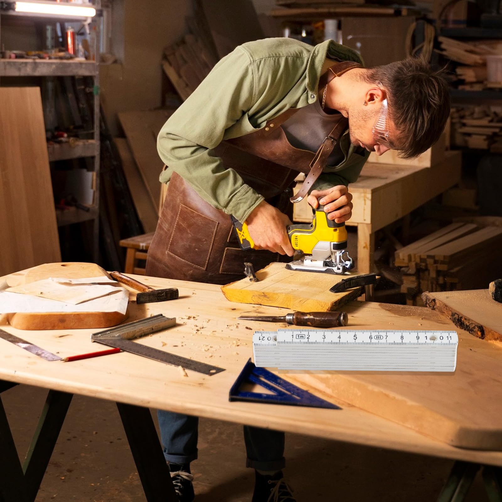 2 Stück Zollstock 1m, Gliedermaßstab Aus Kunststoff, Skalierbar Mini Zollstöcke, Beidseitige Skala Sorgt 10 Glieder, Leicht zu Reinigen, Meterstab für Tischler, Maurer, Baustellen, Heimwerkerprojekte