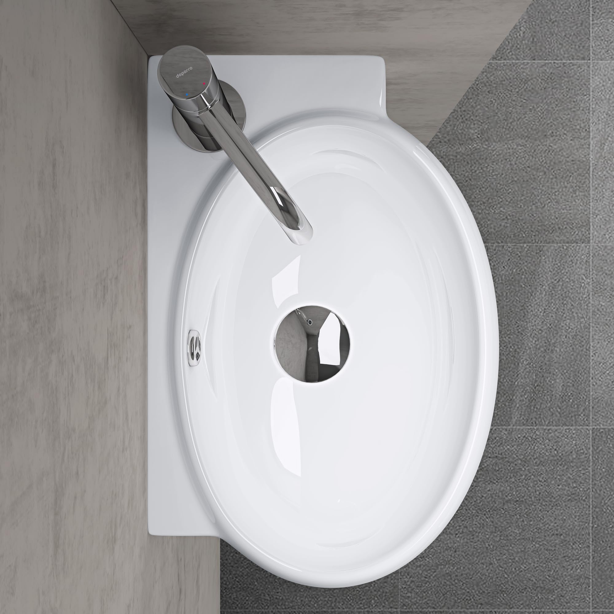 doporro Lavabo da Appoggio 42x28x15cm, Lavandino Bagno in Ceramica Nano Rivestimenti Inclusi Brüssel001L, Bianco