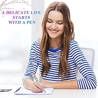 Vista 6 de HESTYA - 16 piezas de bolígrafos de glitter con cristales brillantes, bolígrafos de arena líquida dinámica y repuestos, tinta negra metálica