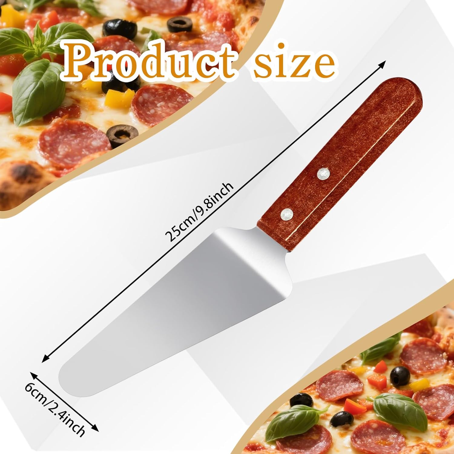 42 Pack Pie Server Pizza Spatula Stainless Steel Cake Cutter Utensils Wooden Handle Easy to Grip for Kitchen Party Restaurant
