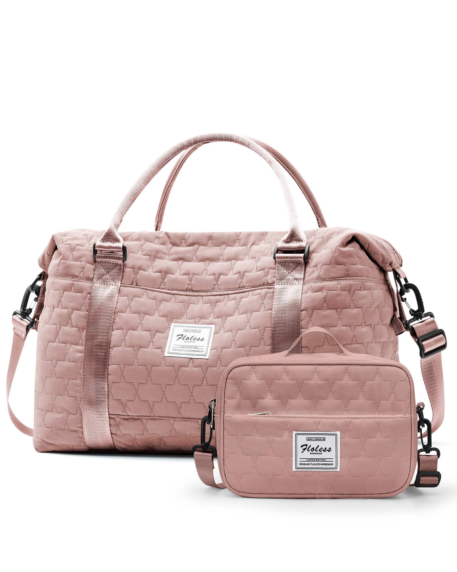 Womens Weekender Gym Duffel Bags Pink Cute Travel Tote Bag with Toiletry Bag Carry On Bag Overnight Bag with Wet Pocket Hospital Bag for Labor and Delivery