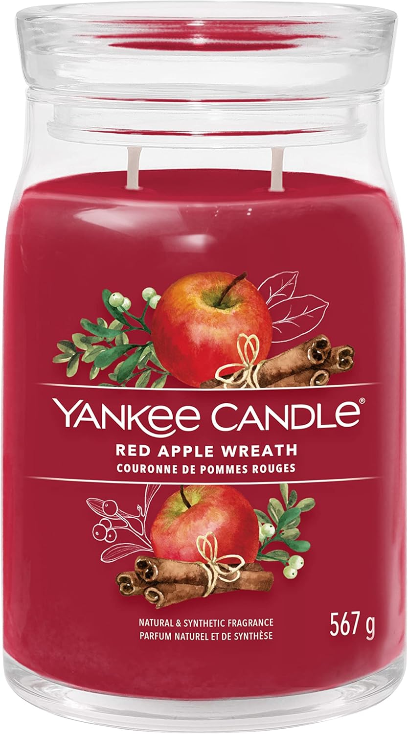 Yankee Candle Signature Scented Candle | Red Apple Wreath Large Jar Candle with Double Wicks | Soy Wax Blend Long Burning Candle | Perfect Gifts for Women